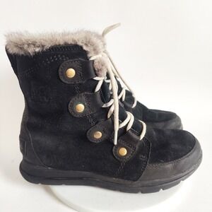 Sorel Boots Size 7 Waterproof Winter Explorer Joan Suede Faux Fur NL3039-010